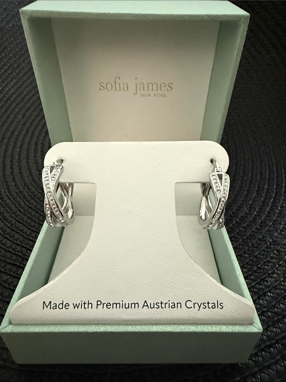 Beautiful Silver Crystal Hoop Earrings - White/Silver